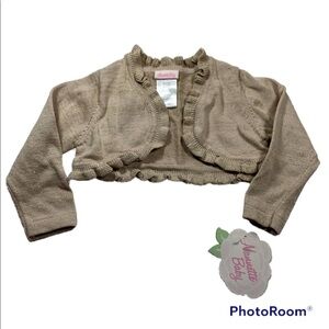 NWT Tan With Gold Lurex Thread Sweater Shrug Size 18M